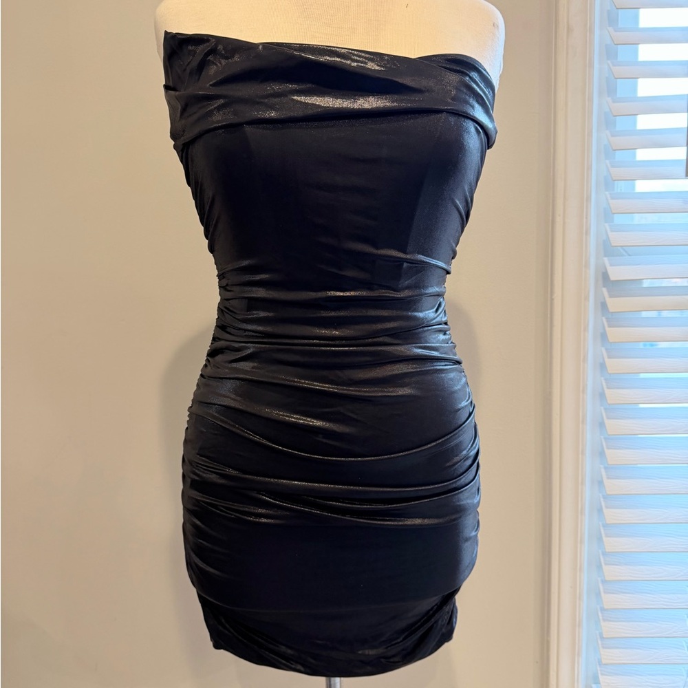 Oh Polly Black Strapless Mini Dress